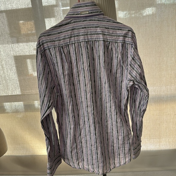 COOGI Luxe EUC Men’s Purple, Lavender, White and Gray Stripped Shirt - Picture 9 of 17